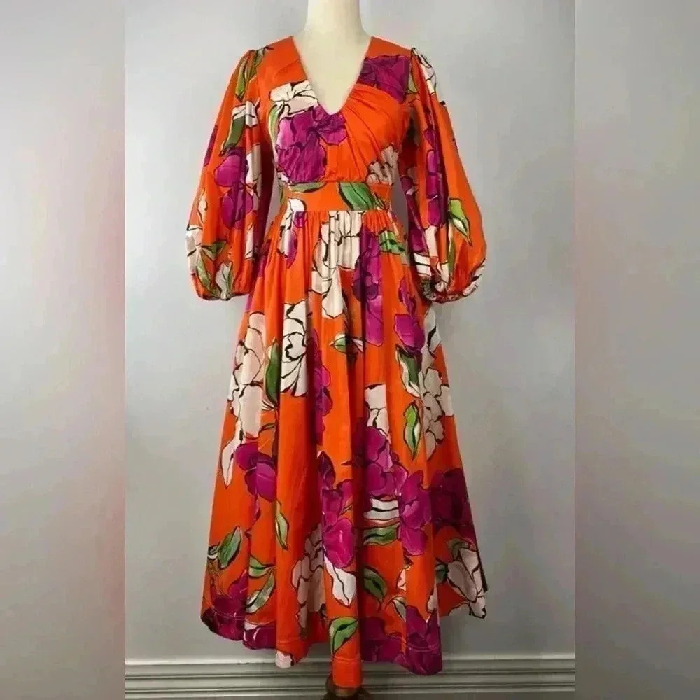 NWT AJE Marlene Floral Midi Dress - Camellia - Size 6 (US 2/XS)- dawn ulla sun - Picture 2 of 16